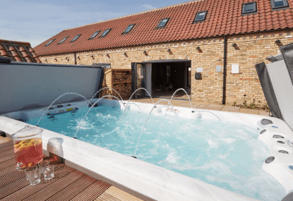 Bubbling hot tub on summer's day