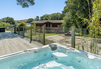Hot tub on lodge decking