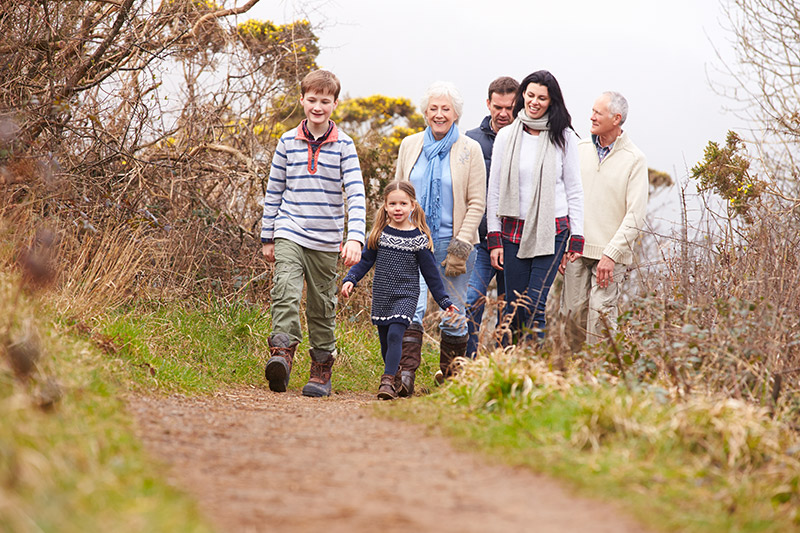 Family winter walking